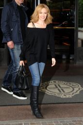Kylie Minogue in Italy - Leaving Her Hotel in Milan - May 2014