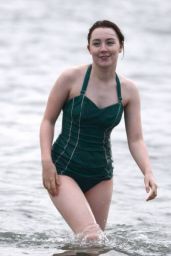 Saoirse Ronan in Green Swimsuit on New York Set - May 2014