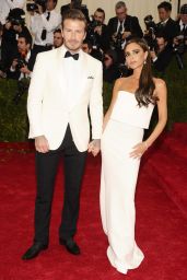 Victoria Beckham in  Victoria Beckham White Custom Creation at 2014 Met Costume Institute Gala