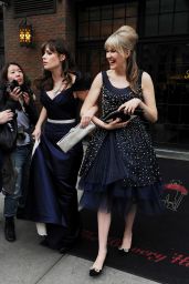 Zooey Deschanel in Tommy Hilfiger Midnight Blue Duchess Satin Gown– 2014 Met Costume Institute Gala