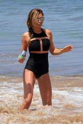Abbey Clancy Wearing Swimsuit on a Beach in Hawaii - June 2014