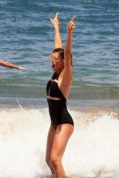 Abbey Clancy Wearing Swimsuit on a Beach in Hawaii - June 2014