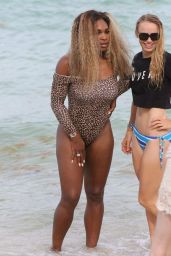 Caroline Wozniacki & Serena Williams in a Bikini and Swimsuit at a Beach in Miami - May 2014