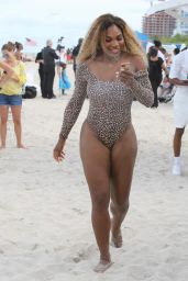 Caroline Wozniacki & Serena Williams in a Bikini and Swimsuit at a Beach in Miami - May 2014
