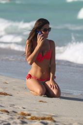 Claudia Romani in a Bikini - Cellphone Photoshoot on the Beach in Miami - June 2014