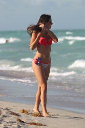 Claudia Romani in a Bikini - Cellphone Photoshoot on the Beach in Miami - June 2014