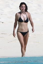 Courteney Cox Wearing a Bikini on the Beach in Turks and Caicos - June 2014