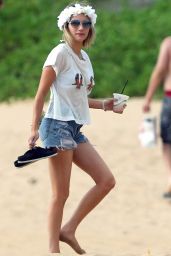 Emma Roberts in a Bikini Top at a Beach in Maui - June 2014