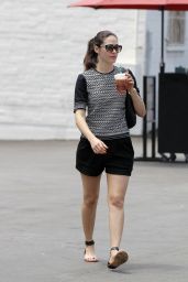 Emmy Rossum Leggy in Black Shorts - Out in Beverly Hills - June 2014