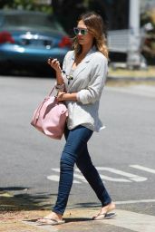 Jessica Alba Street Style - at a Nail Salon in Brentwood - June 2014