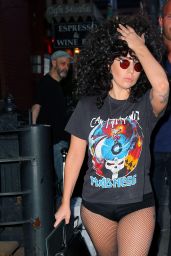 Lady Gaga Gets Trumpet Tattoo on Her Upper Arm -  Tattoo Parlor in New York - June 2014