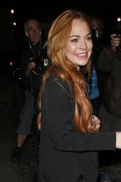 Lindsay Lohan in Short Skirt & Boots - Chiltern Firehouse - June 2014