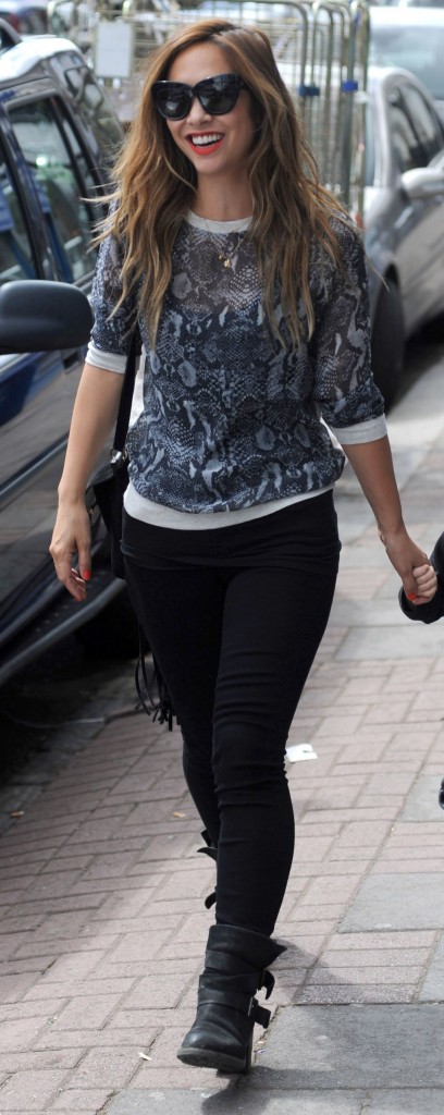 Myleene Klass Street Style - on a School Run in London - June 2014