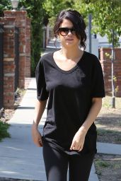 Selena Gomez Street Style - Wearing Leggings and Boots Out in Los Angeles - June 2014