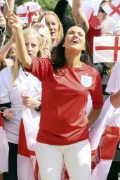 Susanna Reid in England Football Shirt Filming World Cup Song 