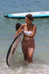 Vanessa Hudgens in a White Bikini at a Beach in Hawaii - June 2014