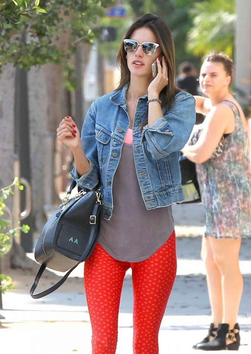 Alessandra Ambrosio in Red Leggings Going to Pilates Class in Santa ...
