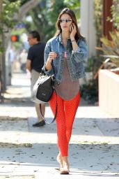 Alessandra Ambrosio in Red Leggings Going to Pilates Class in Santa Monica - July 2014