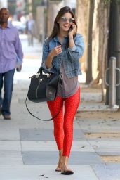 Alessandra Ambrosio in Red Leggings Going to Pilates Class in Santa Monica - July 2014