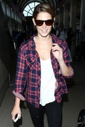 Ashley Greene Wears Plaid Shirt - LAX Airport, July 2014