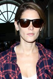 Ashley Greene Wears Plaid Shirt - LAX Airport, July 2014