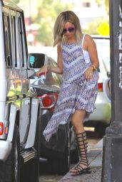 Ashley Tisdale in Bohemian-Style Dress and Gladiator-Style Sandals - Out in Toluca Lake