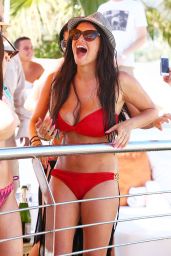 Casey Batchelor Parties in Red Bikini at Ibiza - June 2014