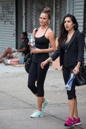 Chrissy Teigen in Leggings - Going to a Gym, New York City - July 2014