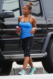Christina Milian in Tights - Outside a Gym in Sherman Oaks - July 2014