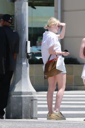 Dakota Fanning in Denim Shorts - Out in Studio City - June 2014