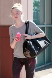 Elle Fanning in Leggings Heading to Dance Class in Studio City - July 2014