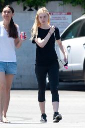 Elle Fanning in Leggings - Leaving the Gym in Los Angeles - July 2014