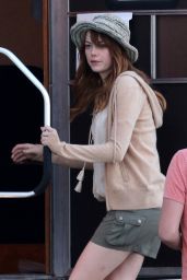 Emma Stone on a Film set in Newport - Rhode Island, July 2014