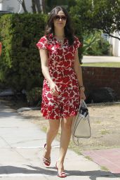 Emmy Rossum is Hot in Red Glasses and Matching Dress - Out in Los Angeles - July 2014