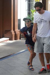 Eva Longoria Shows Off Her Legs in Tiny White Shorts - Shopping in Marbella, July 2014