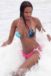 Fanny Neguesha in a Bikini & Mario Balotelli at the Beach in Miami - July 2014