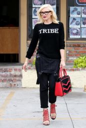 Gwen Stefani Wearing Black Sweater With the Word TRIBE Written Across it - Out in Los Angeles