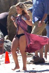 Hilary Duff in a Bikini on the Set of a Music Video - Malibu, July 2014