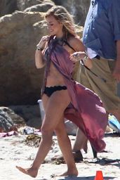 Hilary Duff in a Bikini on the Set of a Music Video - Malibu, July 2014
