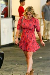 Hilary Duff in Mini Dress at E Baldi Restaurant in Beverly Hills - July 2014