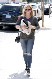 Hilary Duff in Ripped Jeans - Out in Los Angeles - July 2014