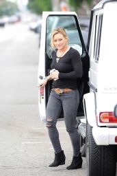 Hilary Duff in Ripped Skinny Jeans - Going to a Party in Sherman Oaks - July 2014