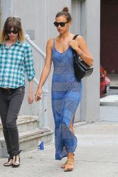 Irina Shayk in Summer long Dress - Out in New York City - July 2014
