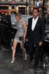 Jennifer Lawrence Flaunts Legs in Mini Dress - Dior After Party Held At Caviar Kaspia In Paris - July 2014