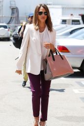 Jessica Alba Casual Style - Heads to the Office in Santa Monica - July 2014