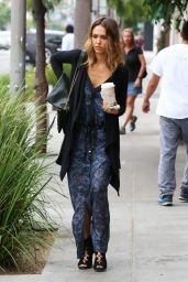 Jessica Alba in Blue Sheer Maxi-Dress - Coffee Bean & Tea Leaf in ...