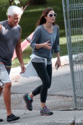 Jessica Biel in Leggings - Hiking in Mont-Royal (Montreal) - July 2014