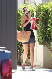 Jordana Brewster in Shorts - Leaving a Gym in Los Angeles - July 2014