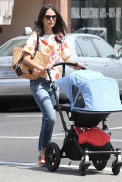Jordana Brewster Street Style - Shopping With Her Baby in Beverly Hills - July 2014