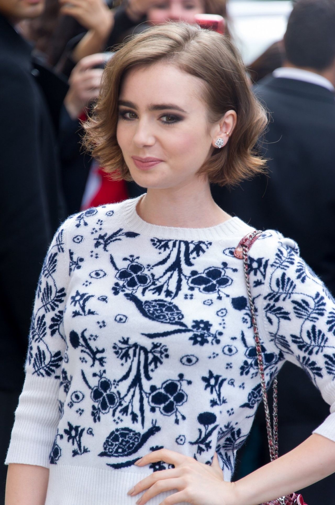 Lily Collins - Chanel Show, Front Row AW17 in Paris, France 07/04/2017 •  CelebMafia